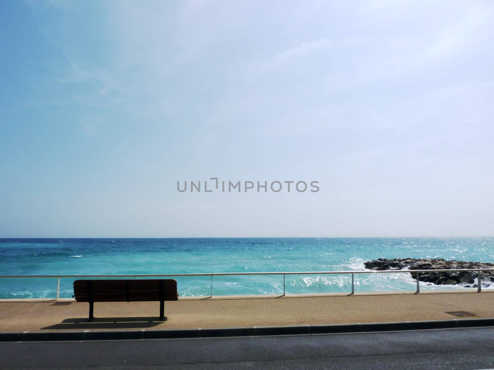 Bench and mediterranean sea by Elenaphotos21