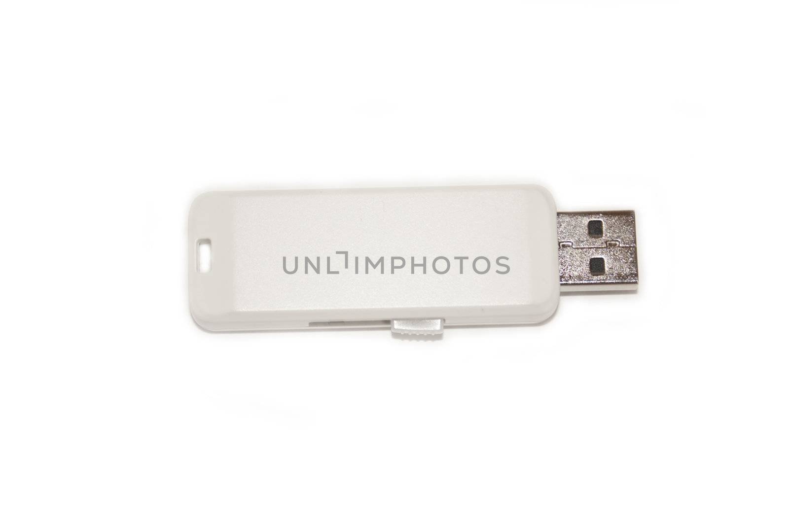 White flash drive isolate on white background 