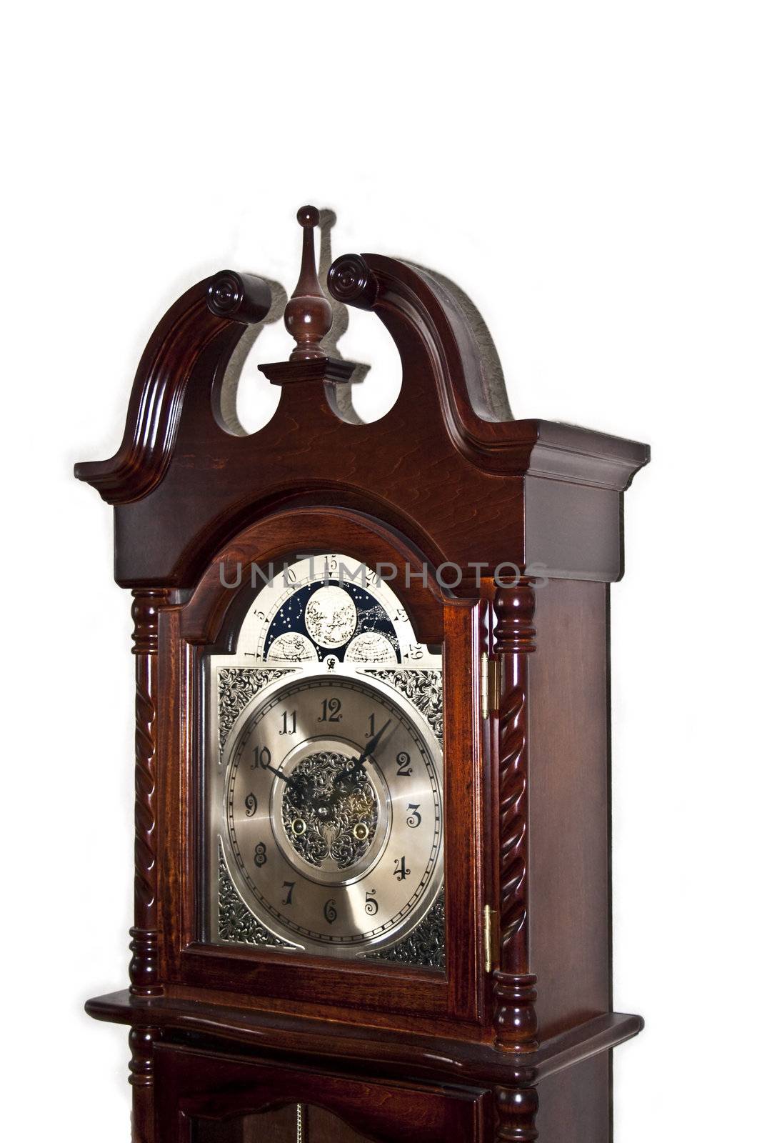 Isolated antique, grandfather clock 