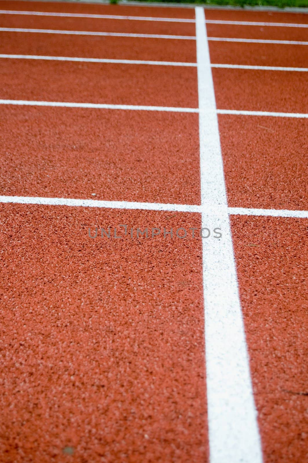 startline for a sprint on an athletic track