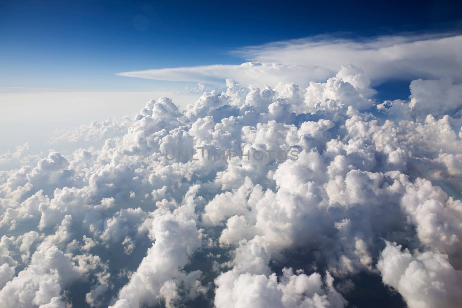 A view of cumulus clouds from above