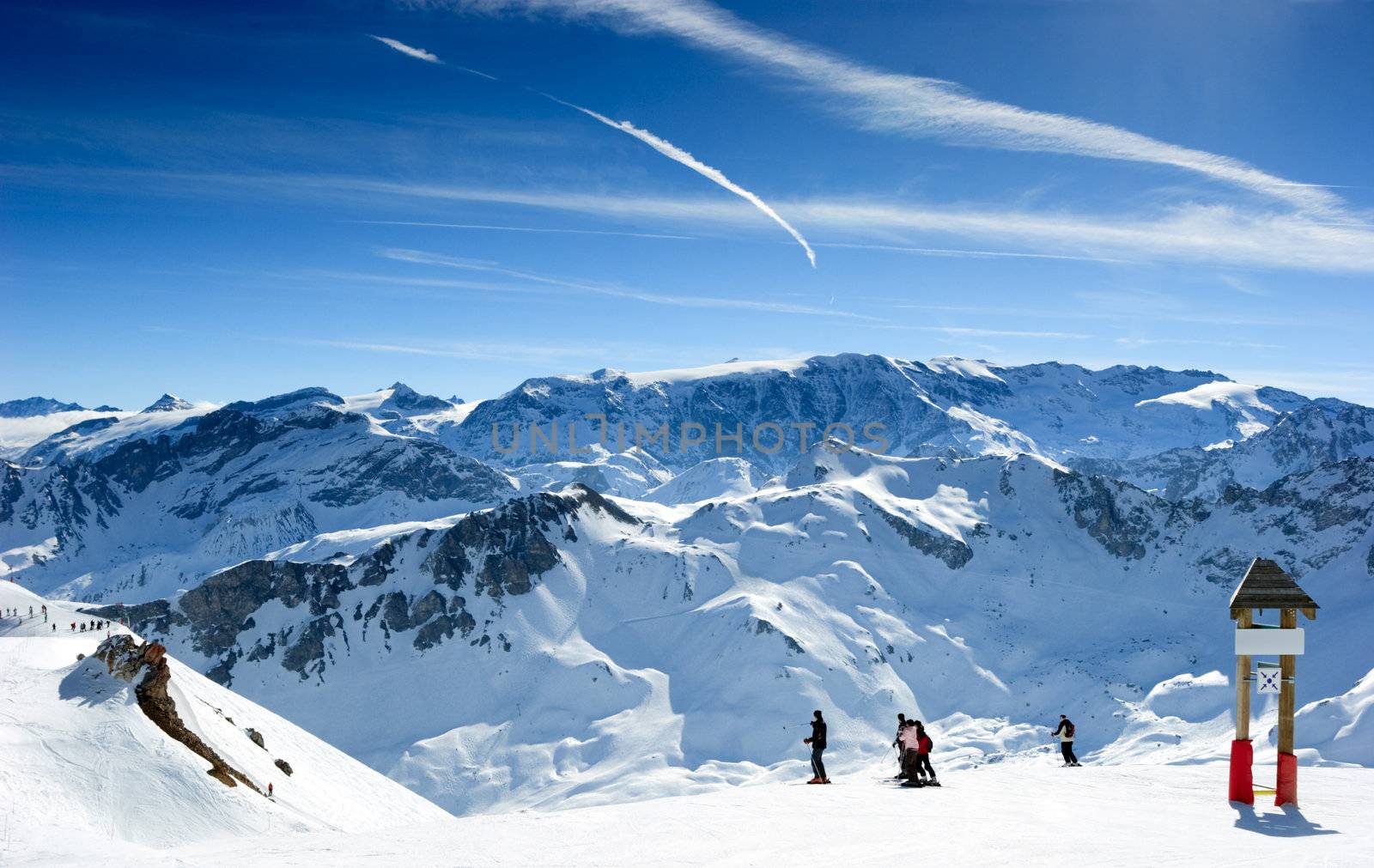 Ski slope in Meribel Valley, French Alps