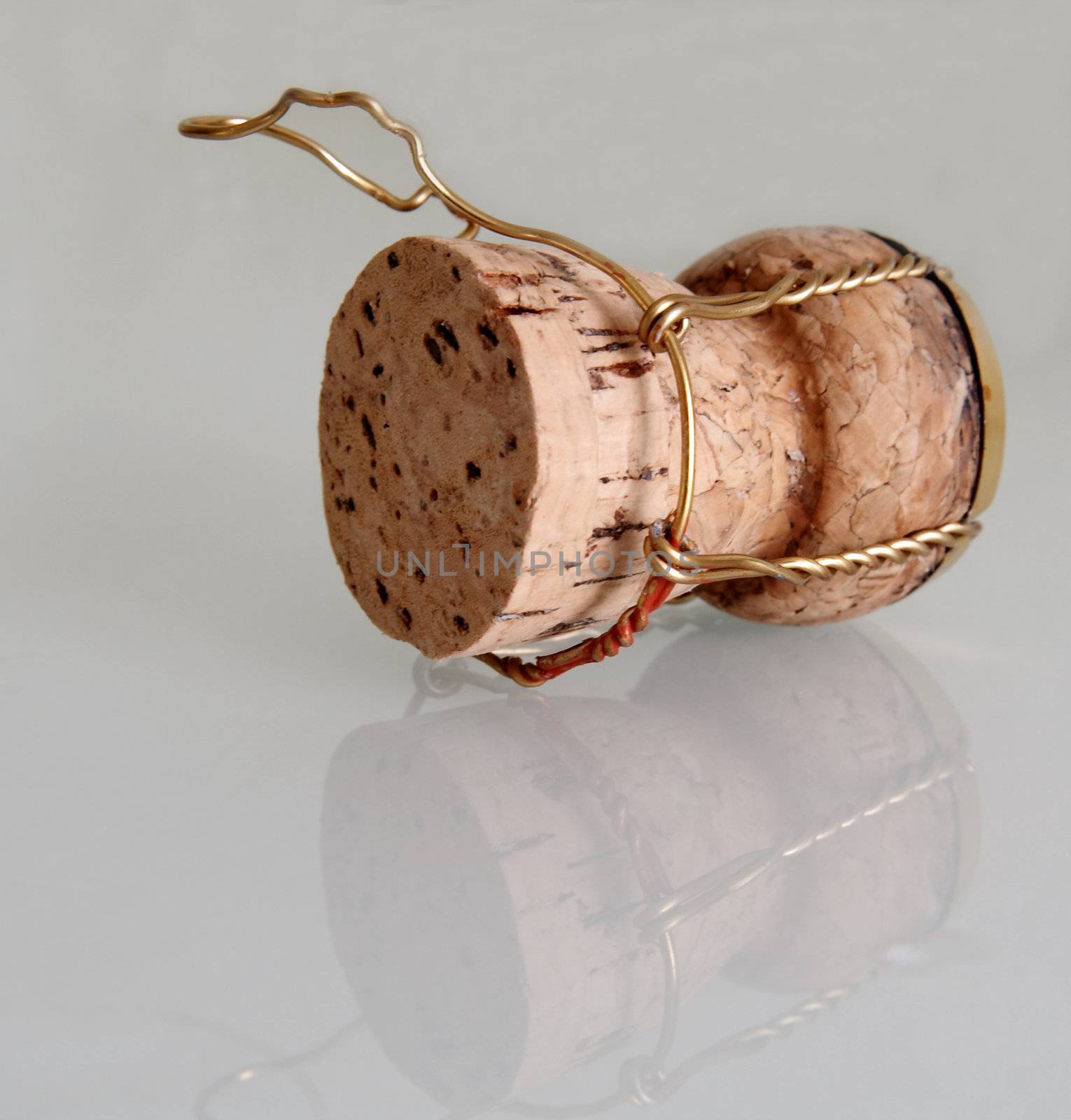 Champagne cork with reflection by serpl