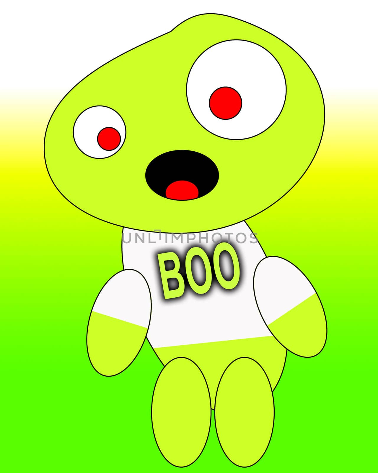 A very cute and cuddly little cartoon monster.