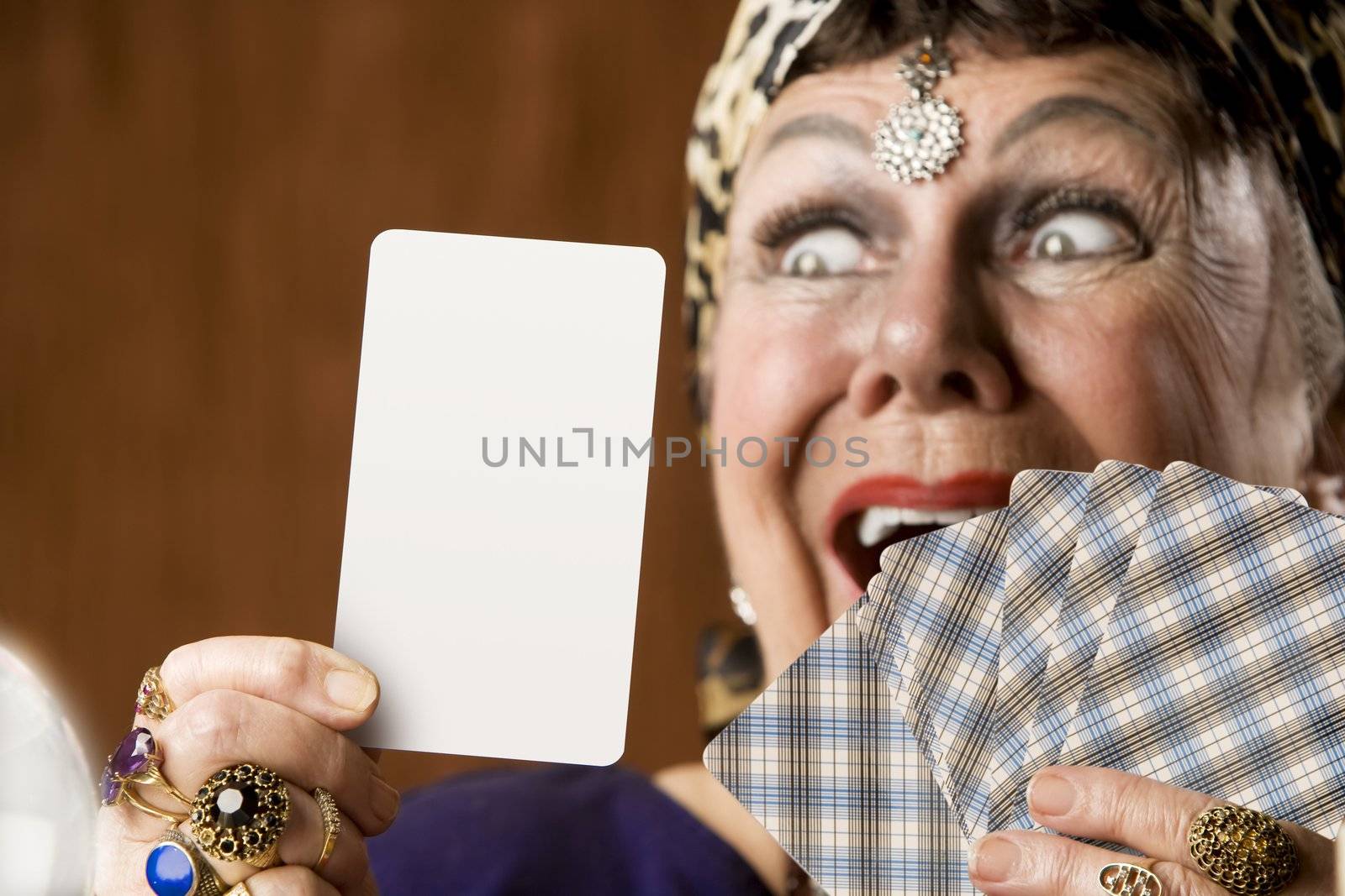 Fortune Teller with Blank Tarot Card by Creatista