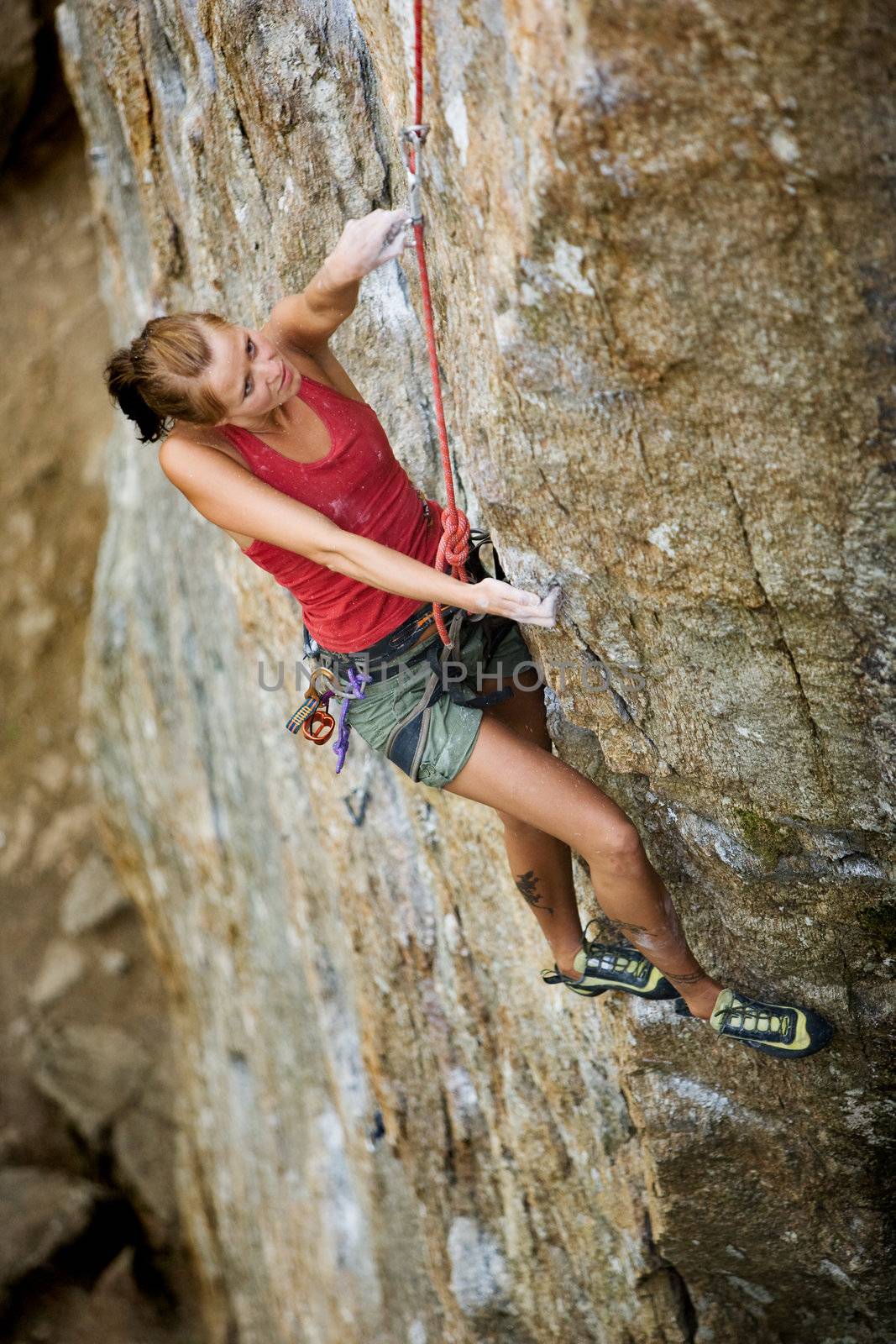 a female rock climber