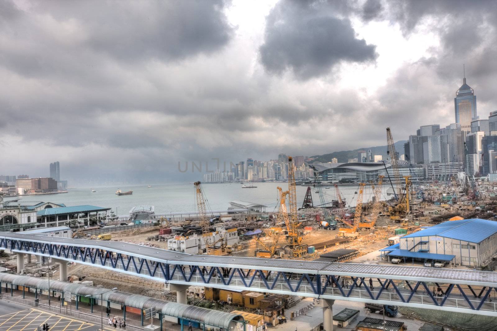 it is a view of Construction site in hong kong