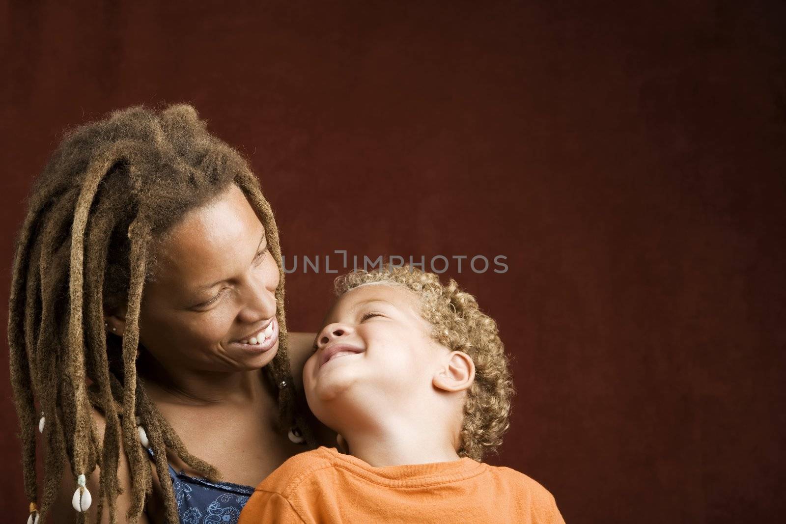 Pretty African American Woman and Her Son