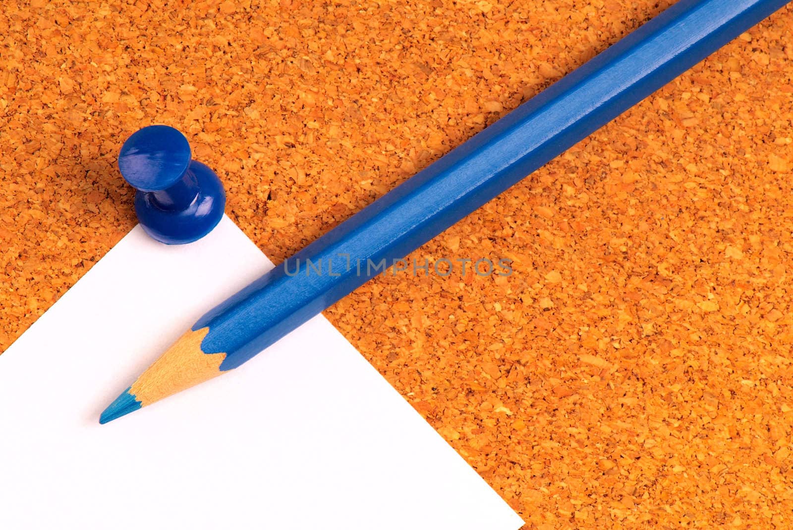 Blue pencil and pin by Kamensky