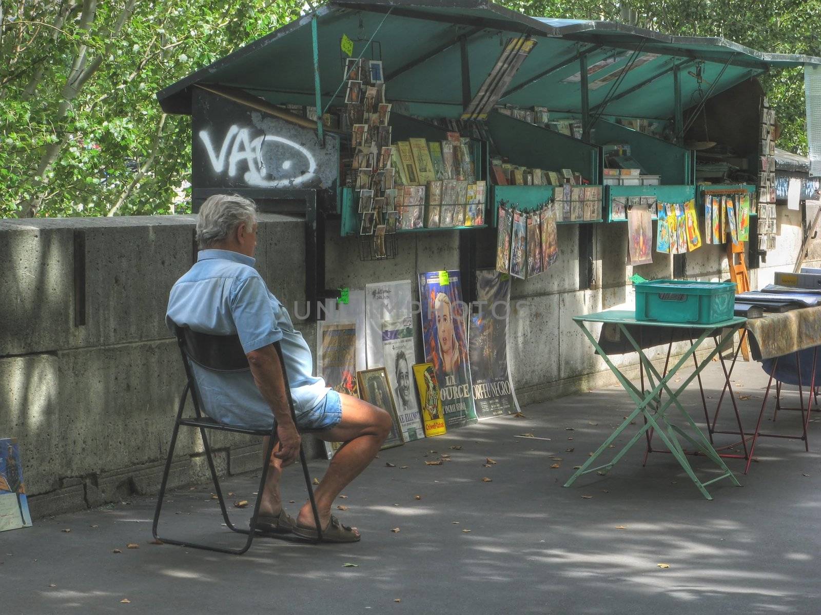 Parisian bookseller on the quays of the Seine river