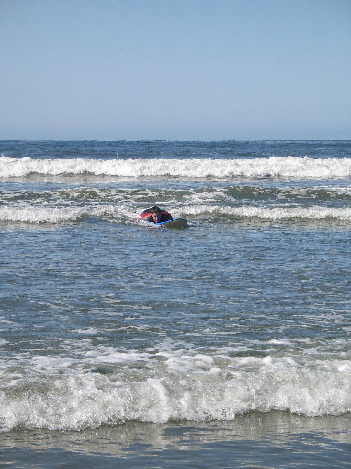 surfer on it's board in the ocean