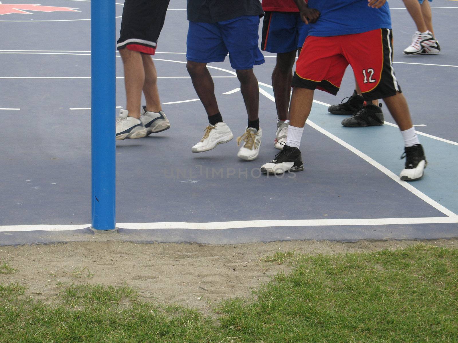 basketball players on a court