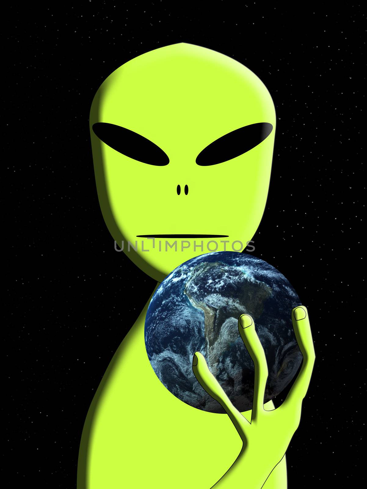 An alien that is holding the earth.