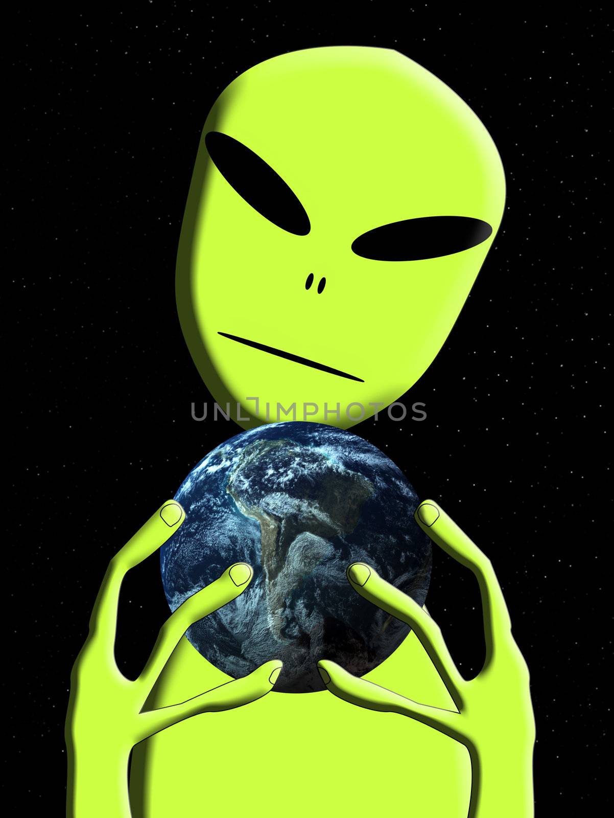 An alien that is holding the earth.