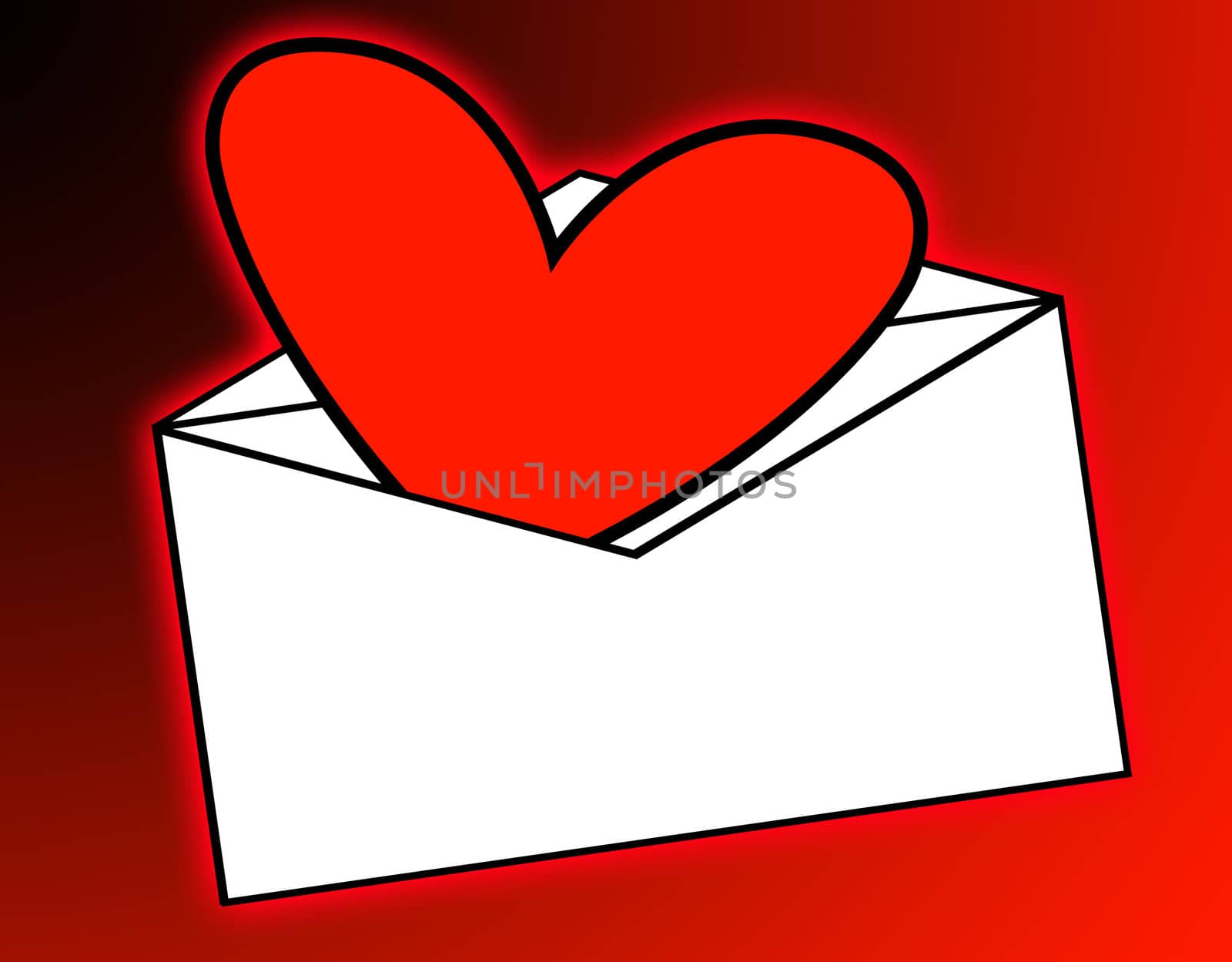  A love heart that has been delivered in the mail.