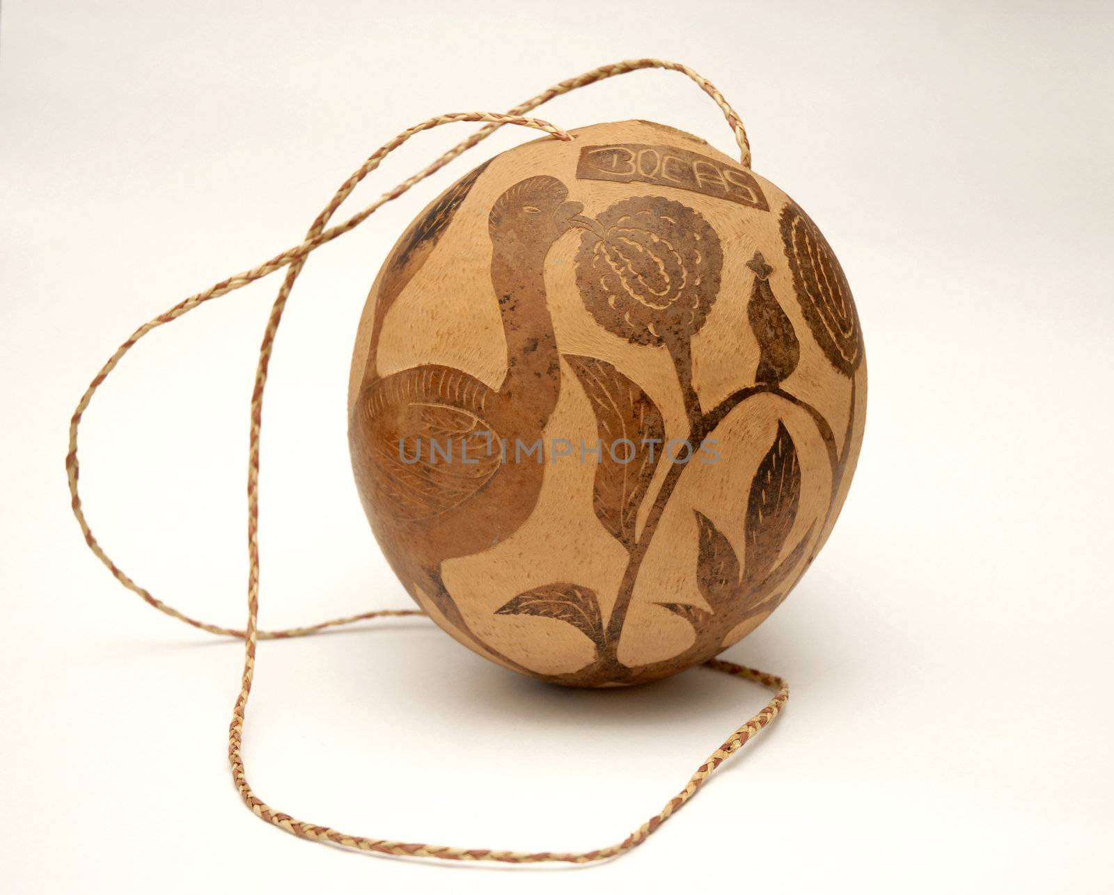 Isolated handmade rustic canteen on white background