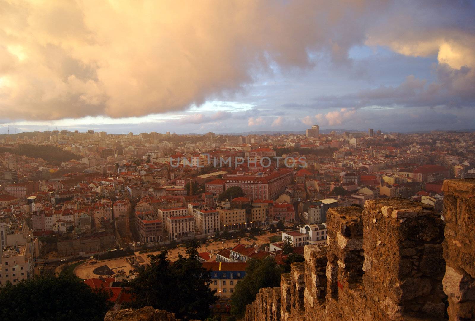 view over Lisbon on a cloudy day