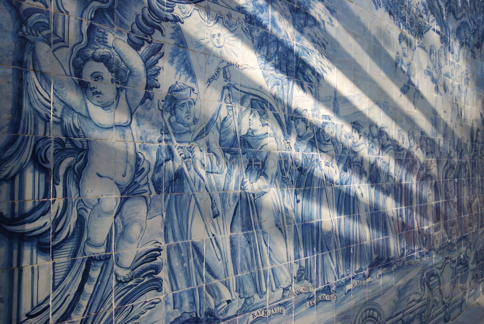 portguese tiles showing a pilgrimage in Cascais