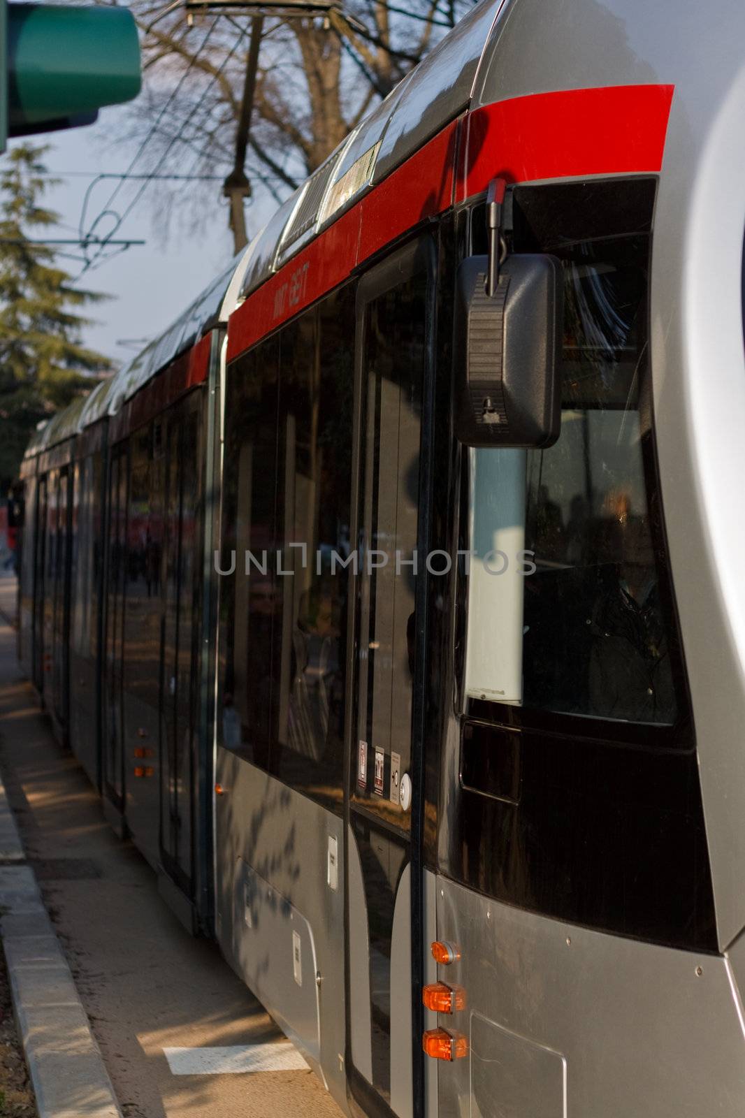 Modern tram in the streets of Florence, italy 