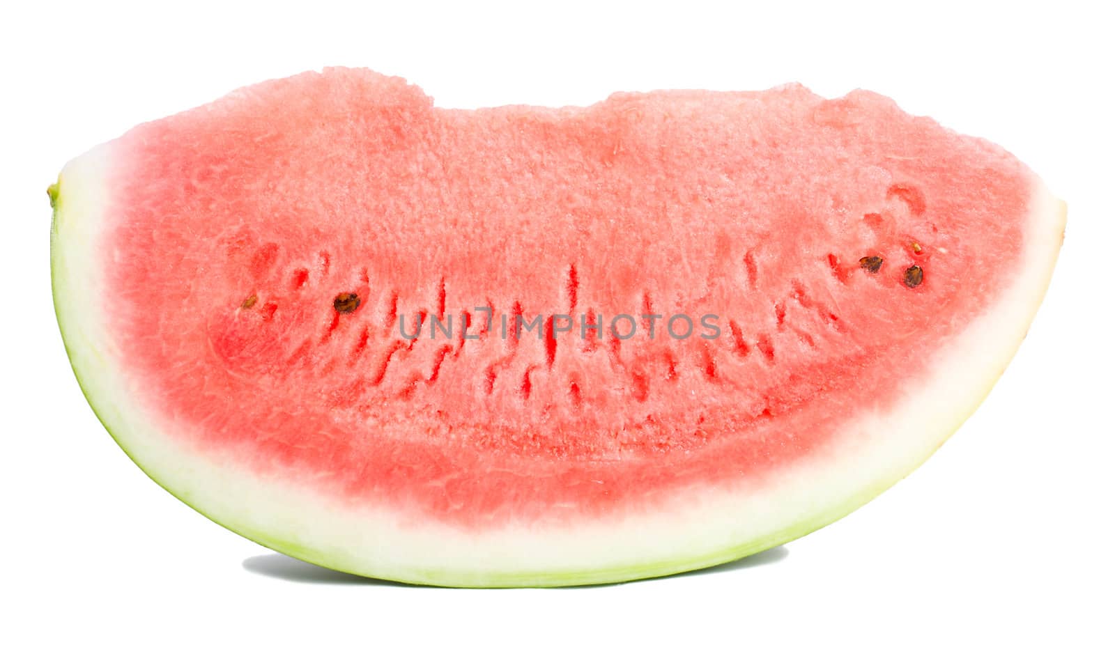 close-up slice of watermelon, isolated on white