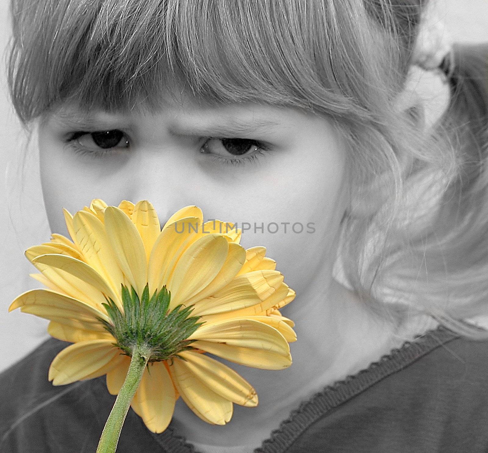 child, a flower