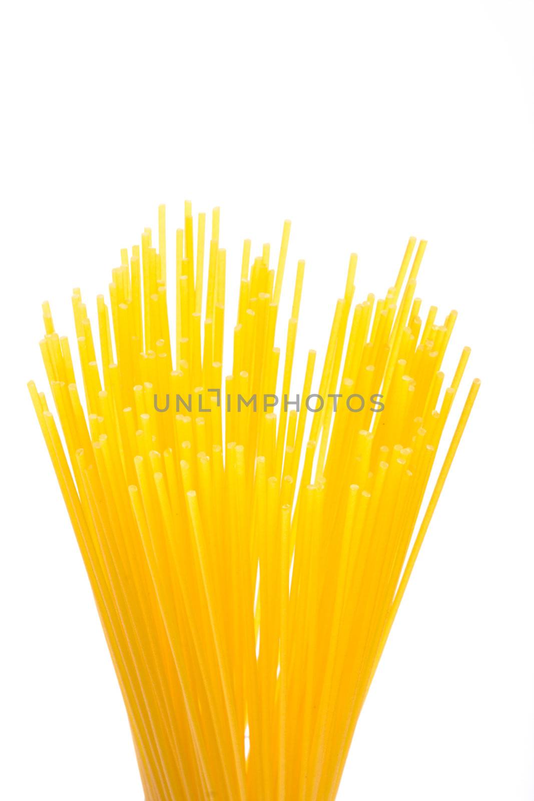 yellow spaghetti rays on white background