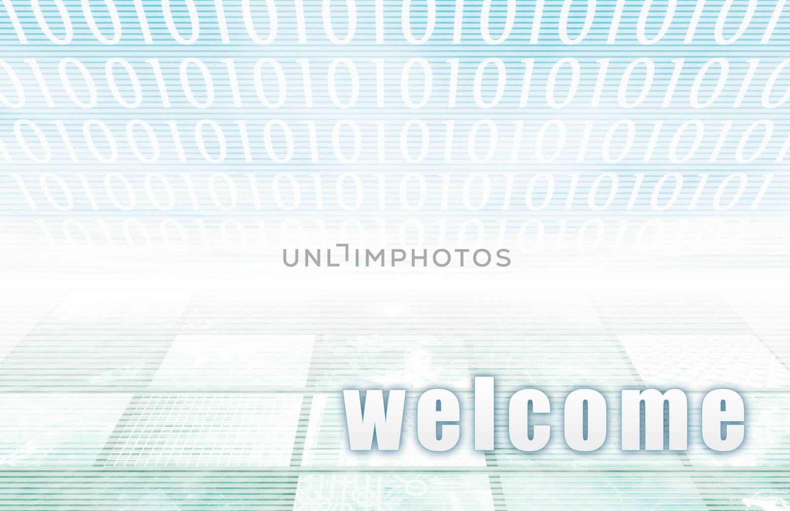 Welcome on a Clear Blue Tech Background
