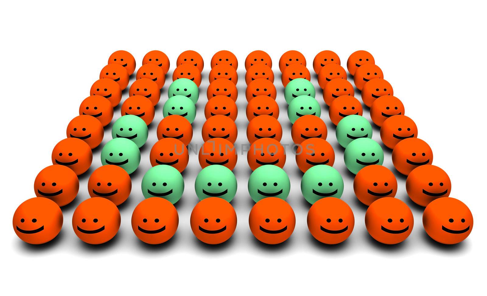3D Round Smiley Faces as Background Abstract