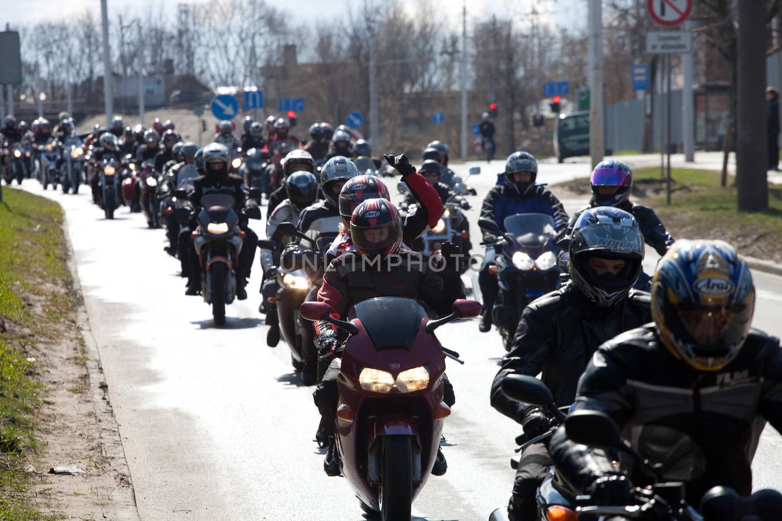 Bikers in city streets by ints