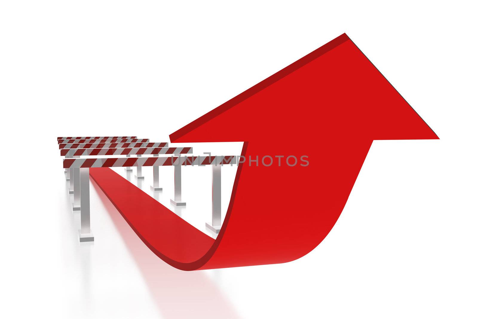 Success in business with illegal movement - conceptual 3d image with arrow and obstacles