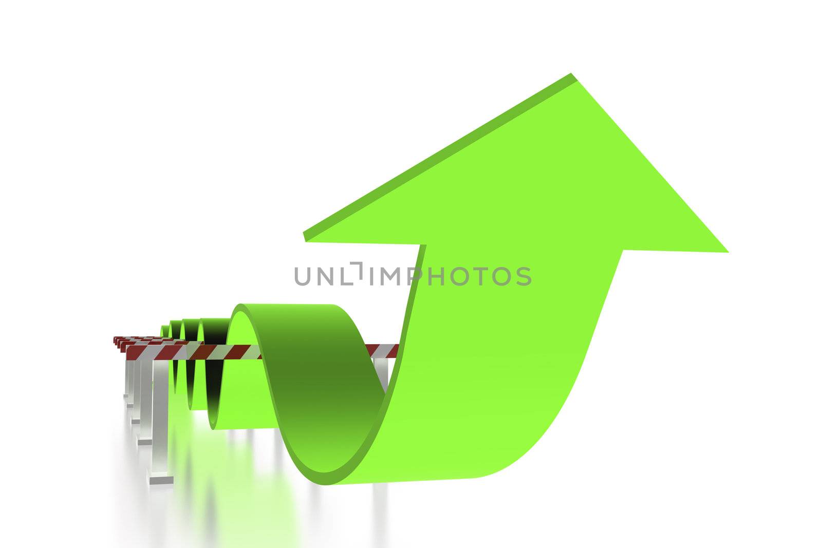 Success in business with legal movement - conceptual 3d image with arrow and obstacles