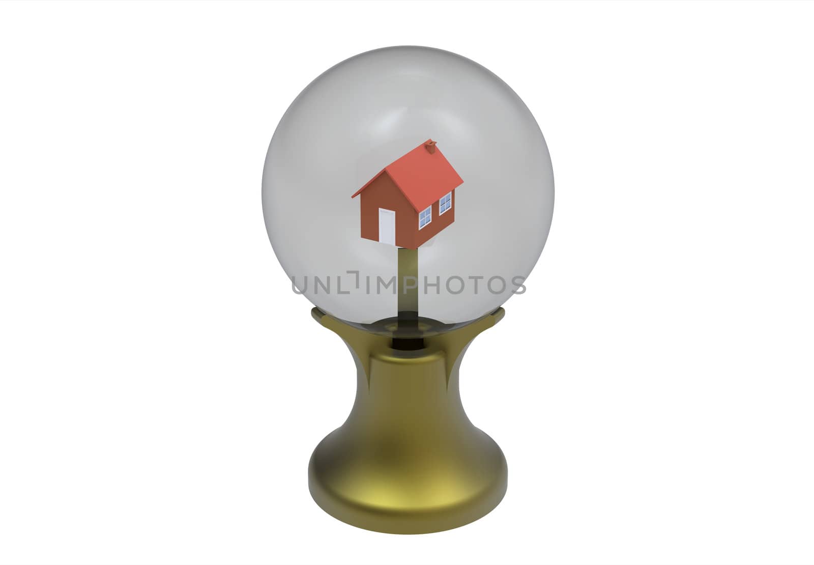 Future forecast with crystal ball isolated on white