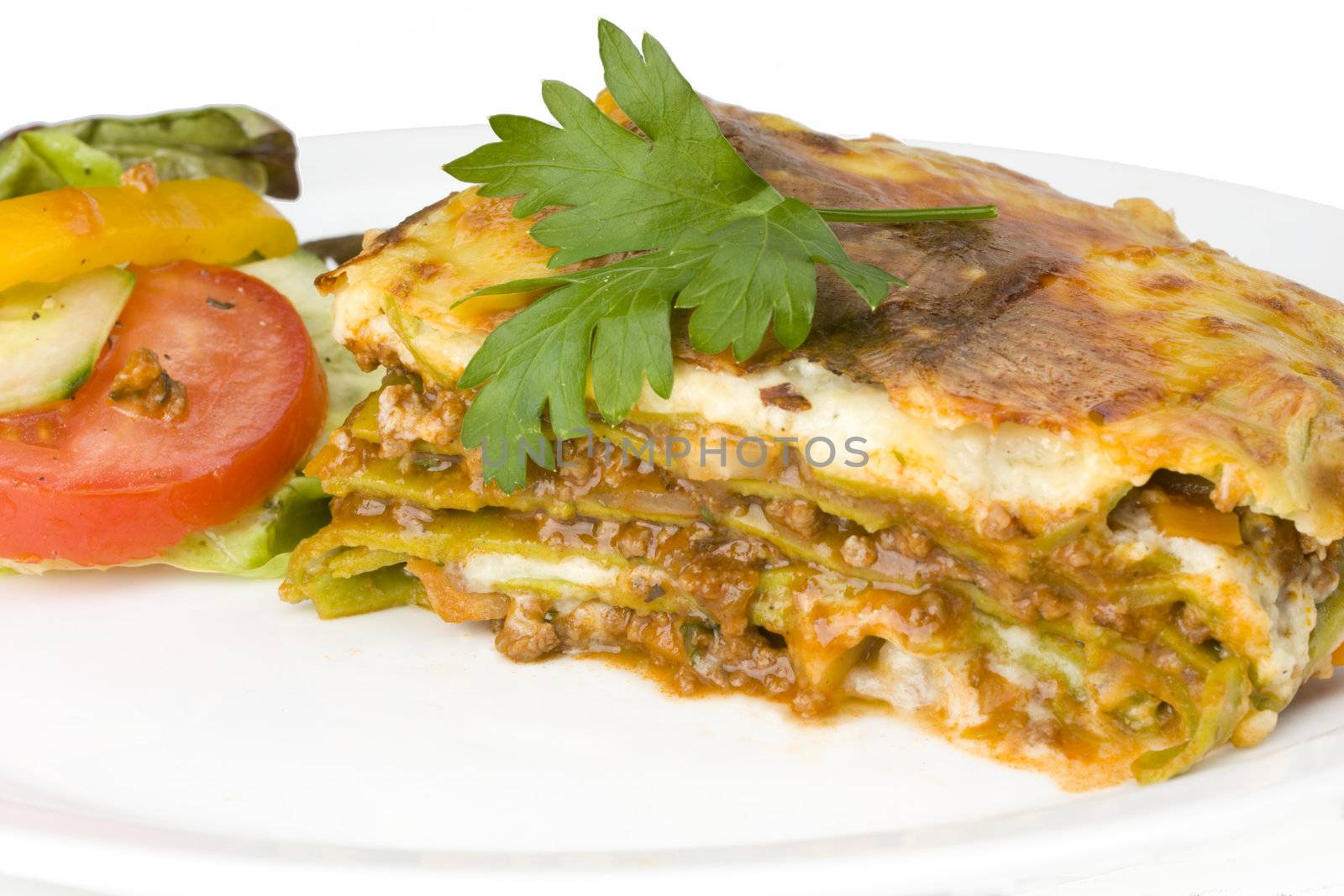 homemade lasagna on a plate by bernjuer