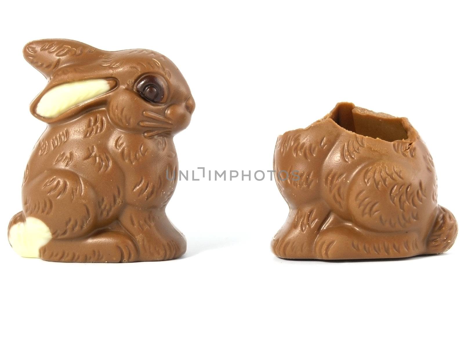 Chocolate Easter Bunny isolated on white background 