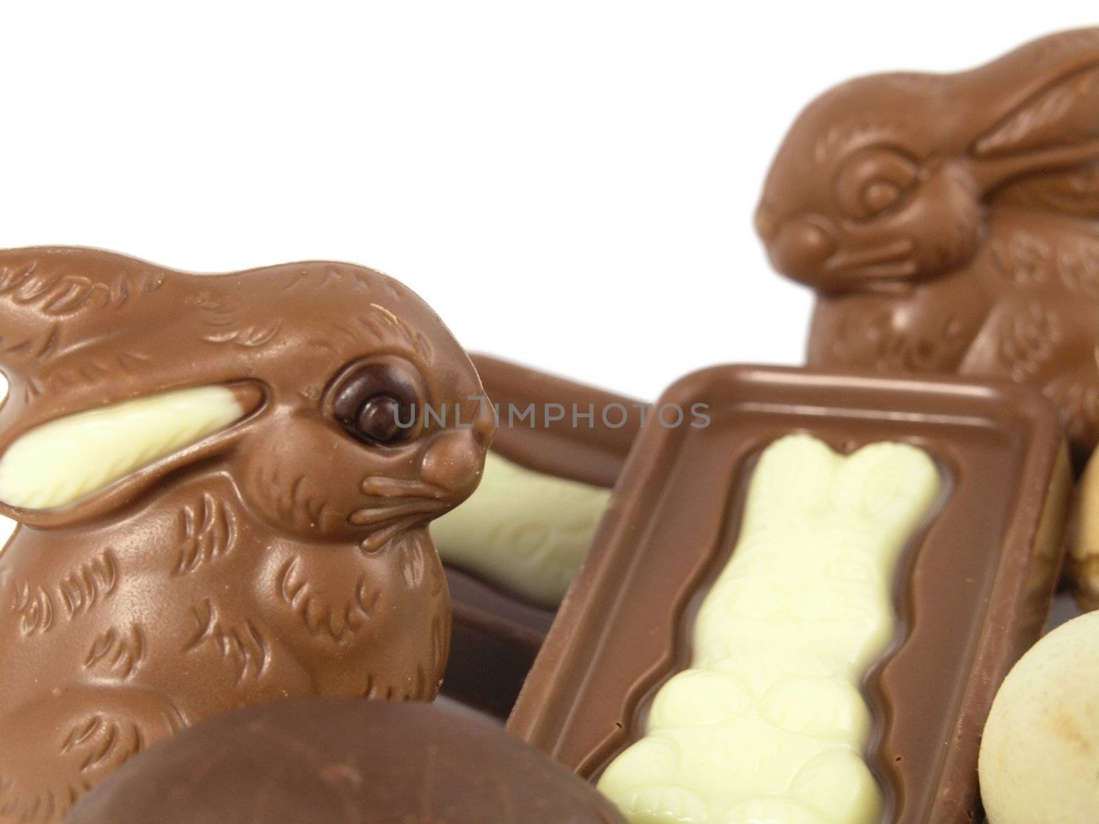 Chocolate Easter Bunny isolated on white background 