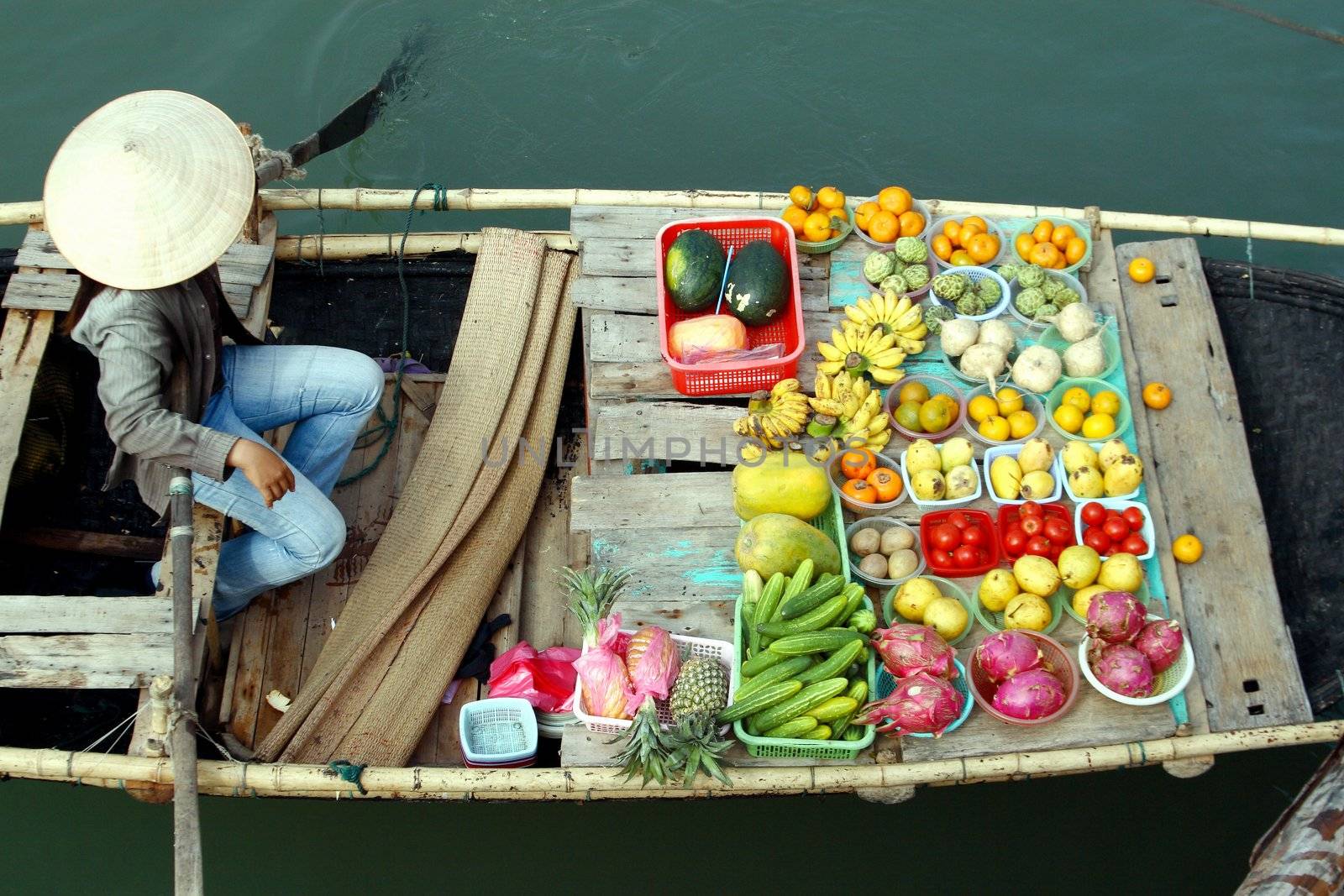 some fruits on boat - vietnam