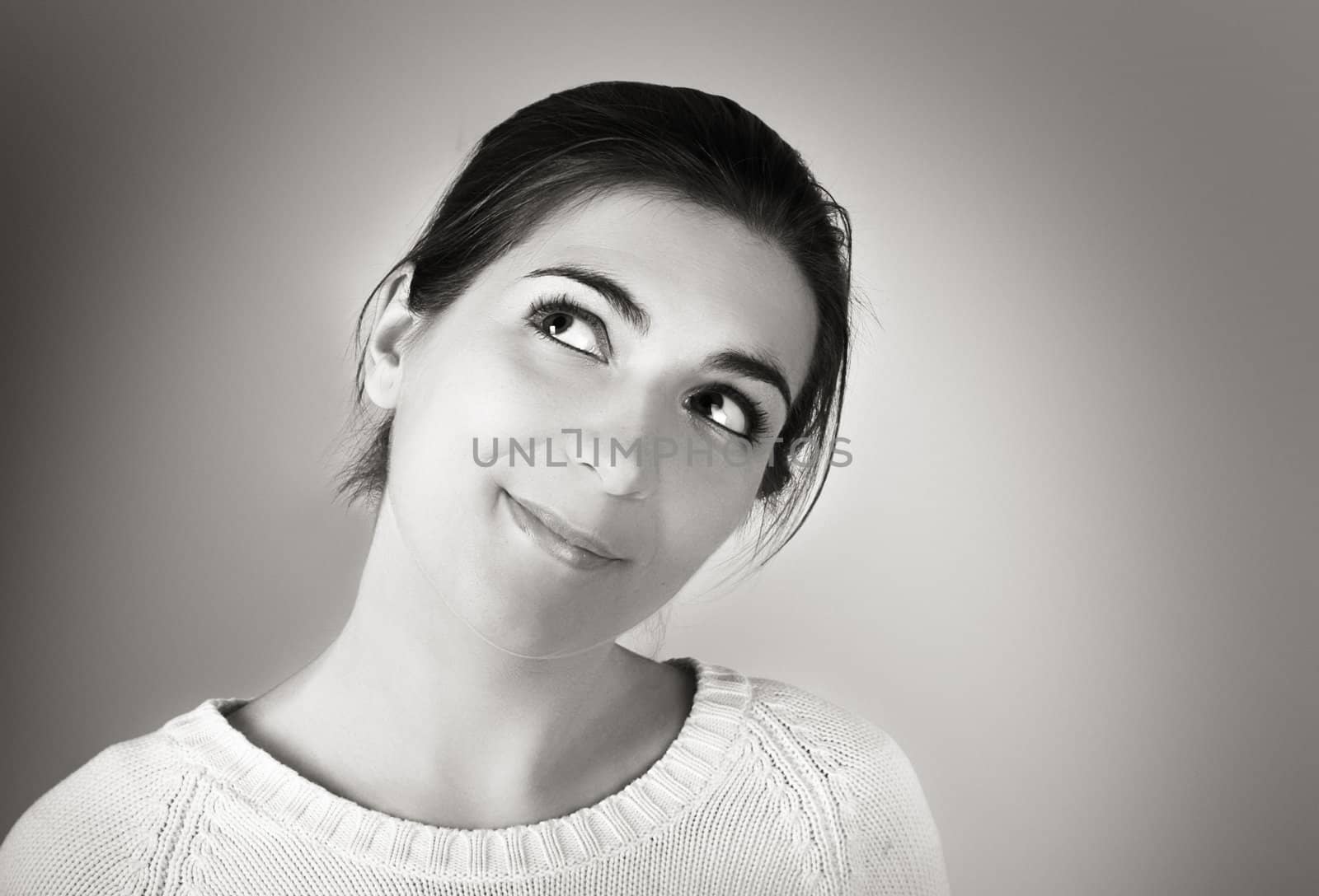 Black and white portrait of a young woman