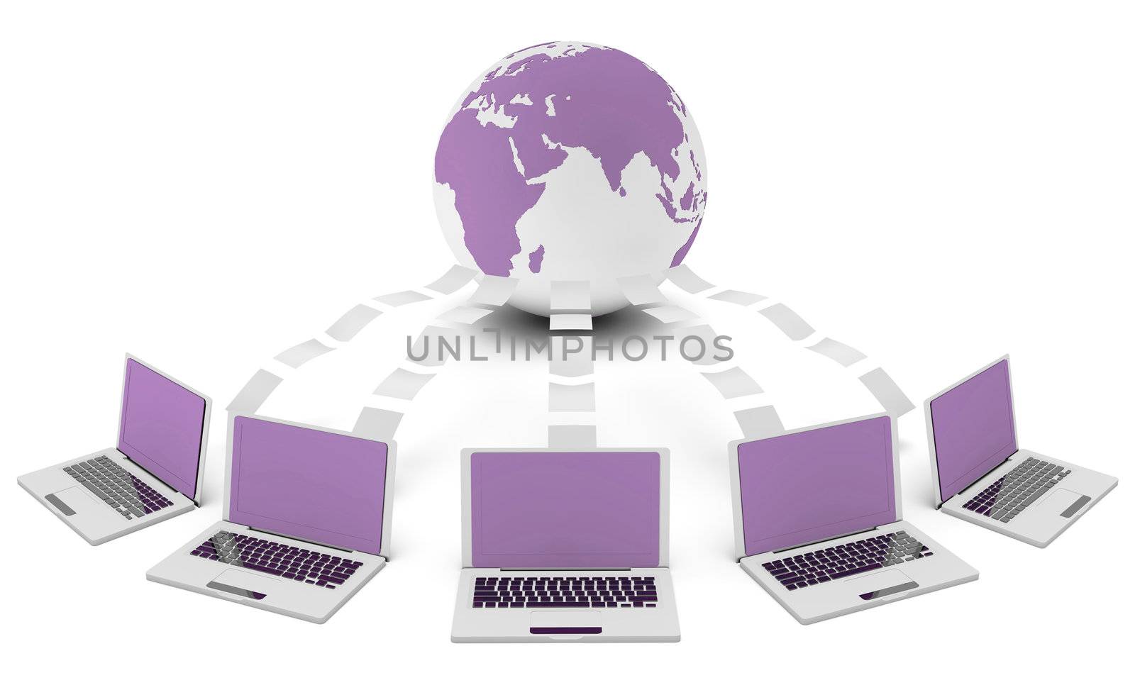 Computer Network on the Internet in 3d Concept