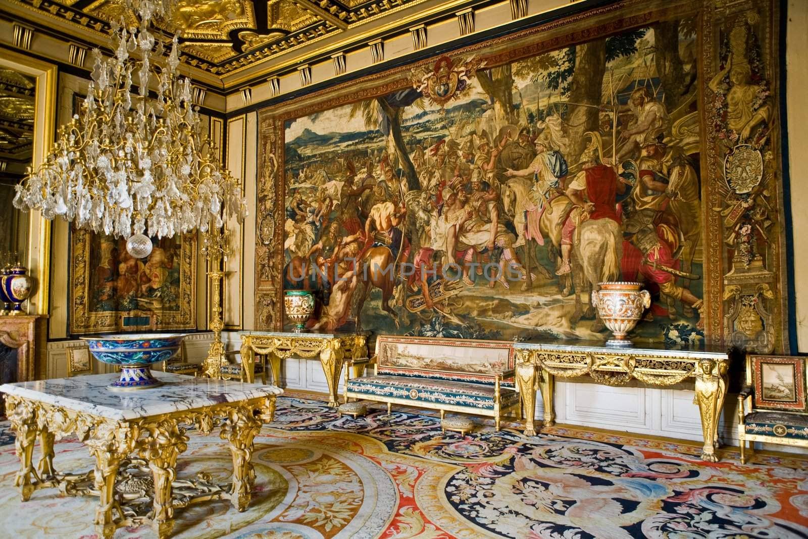 The picture is interior in the castle Fontainebleau