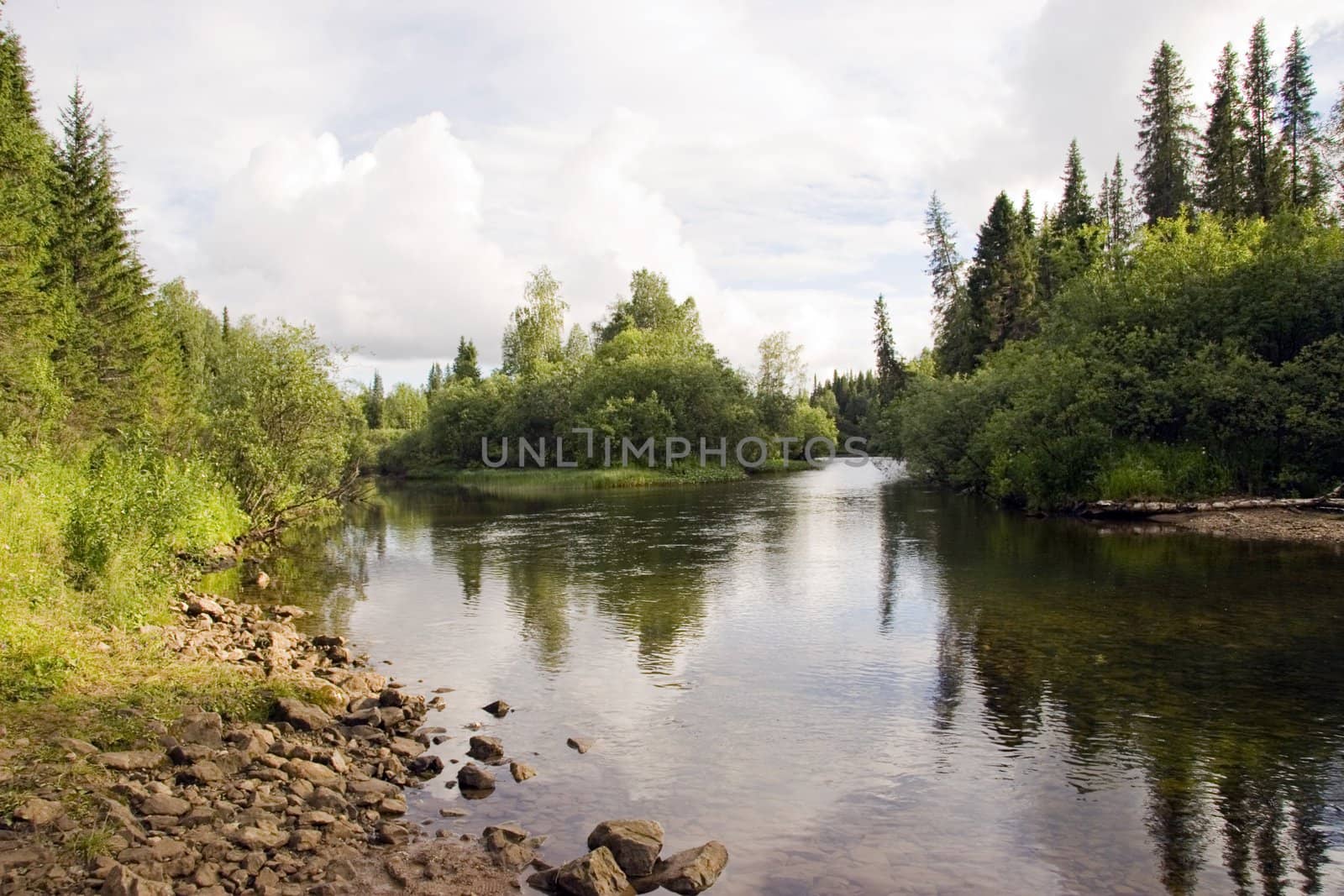 Great open spaces and the rivers of Northern Urals Mountains;