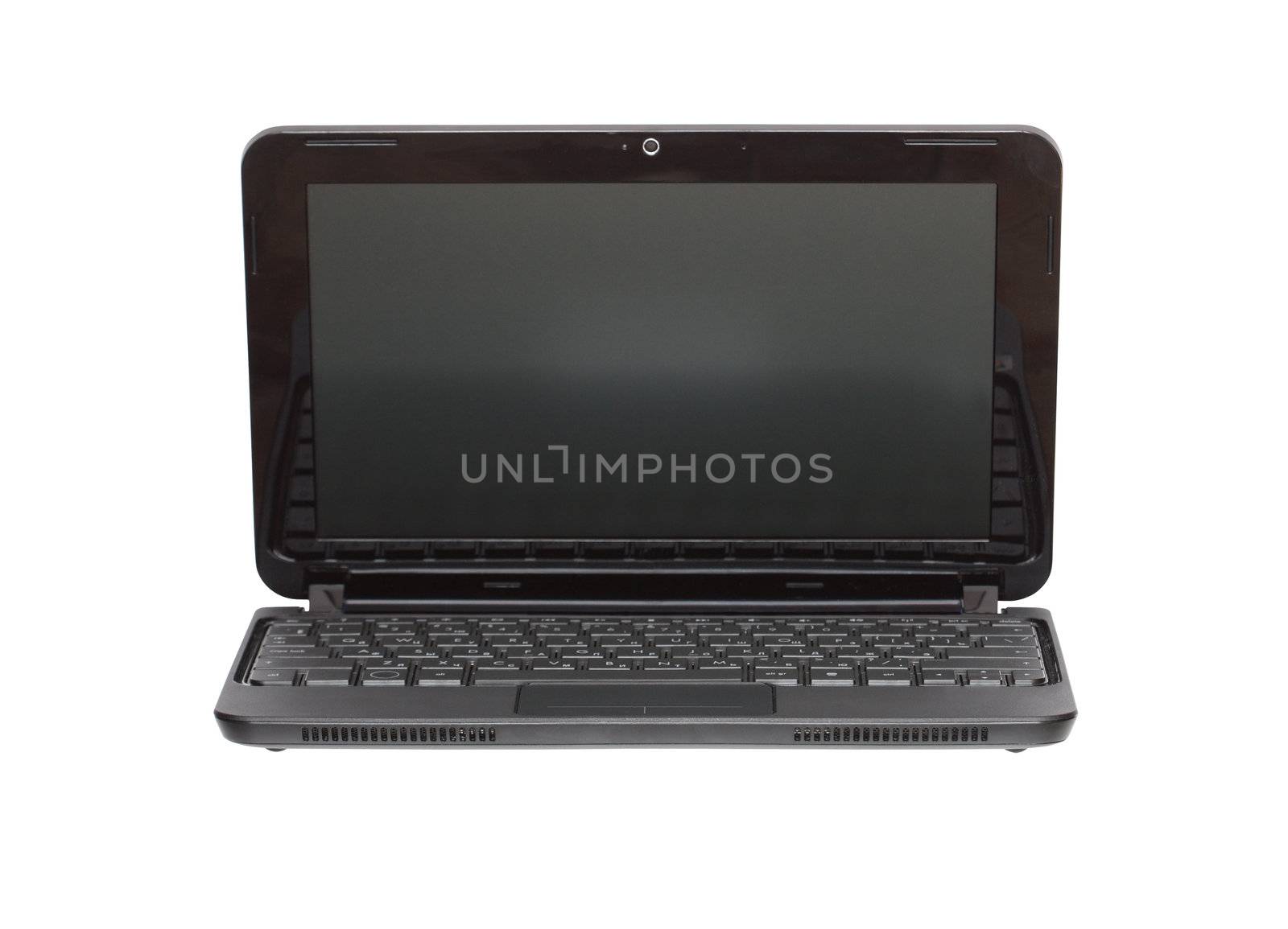 Modern black laptop isolated on white background with clipping path