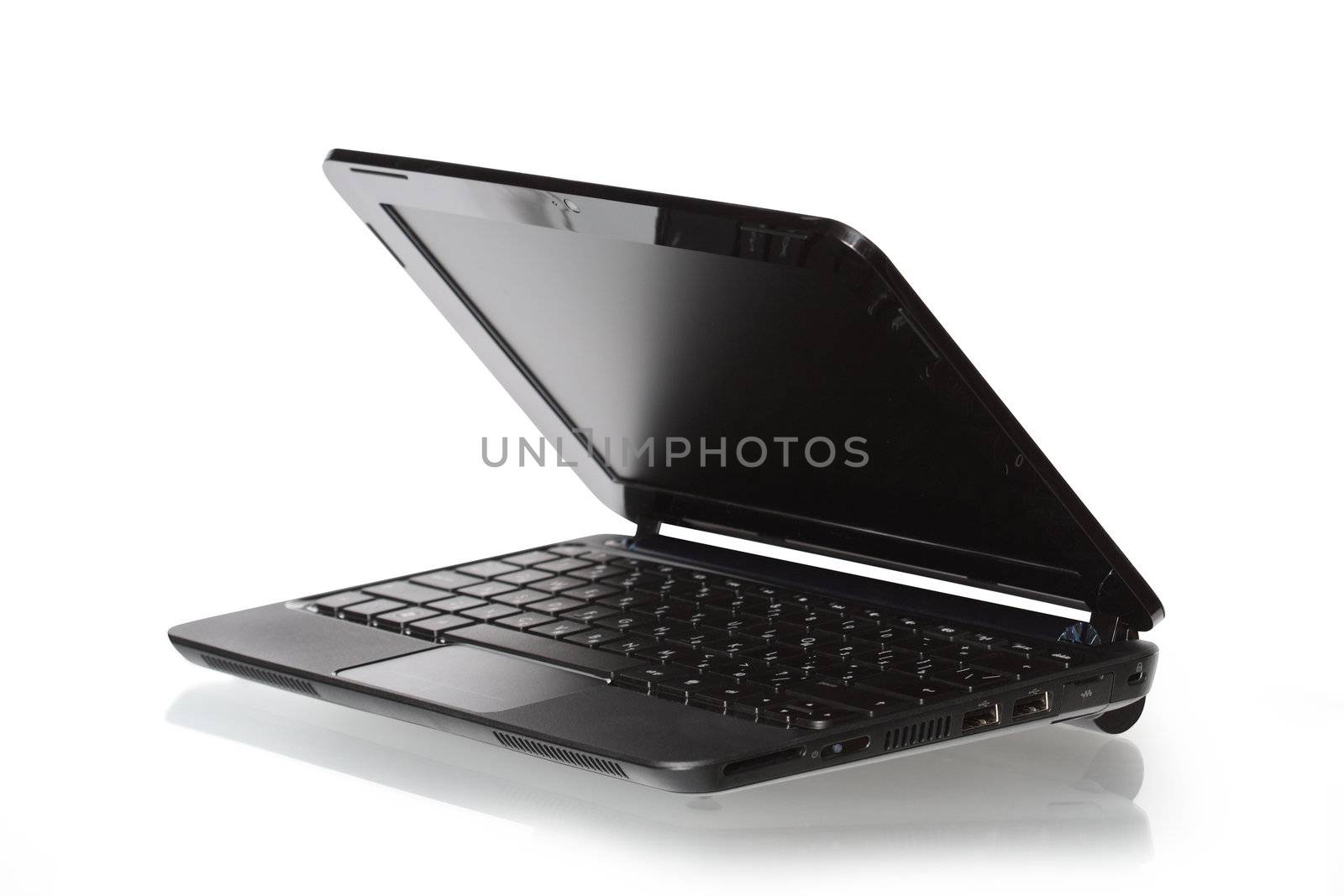 Modern black laptop isolated on white background with clipping path