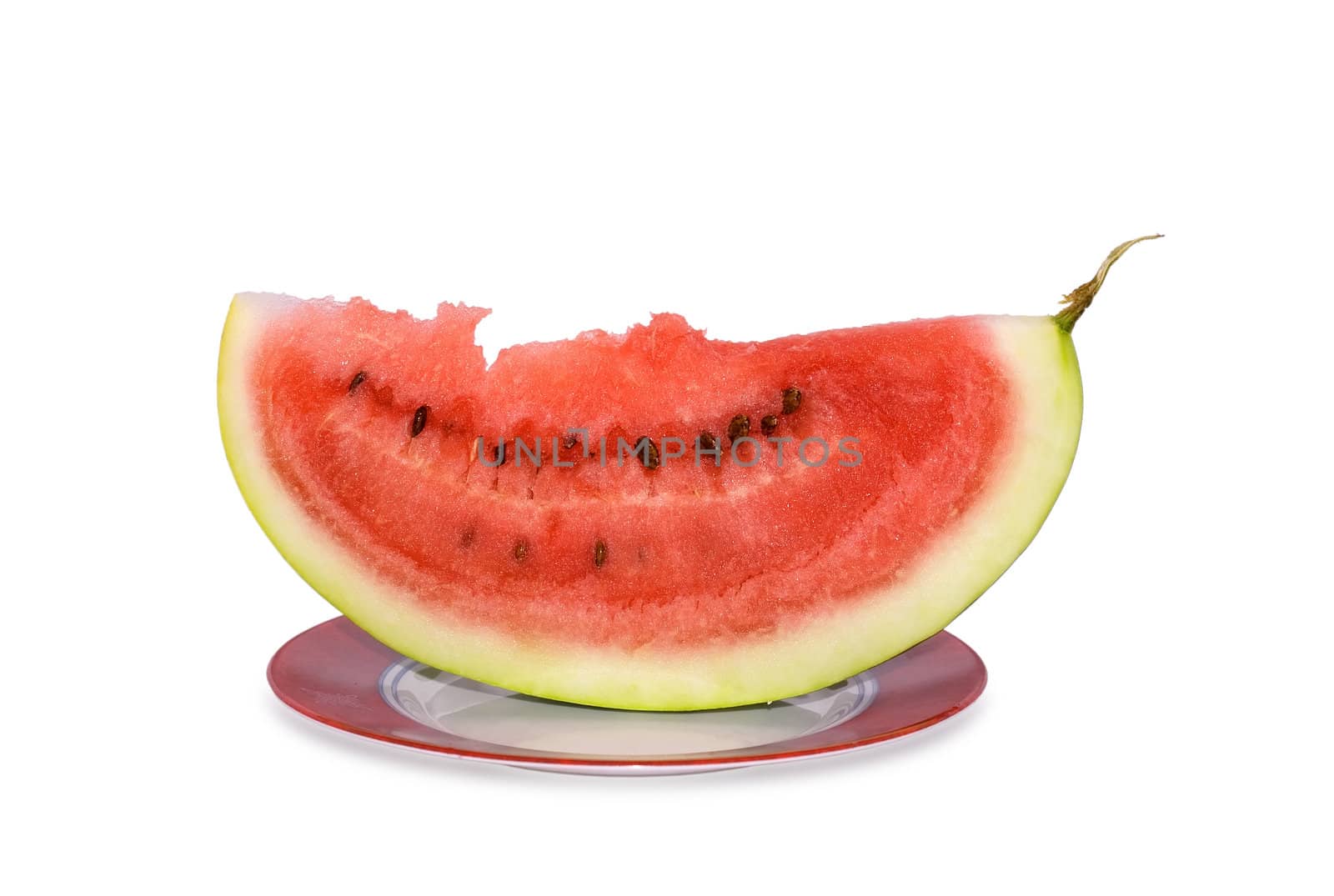 Watermelon and crusts on a plate isolated on a white background