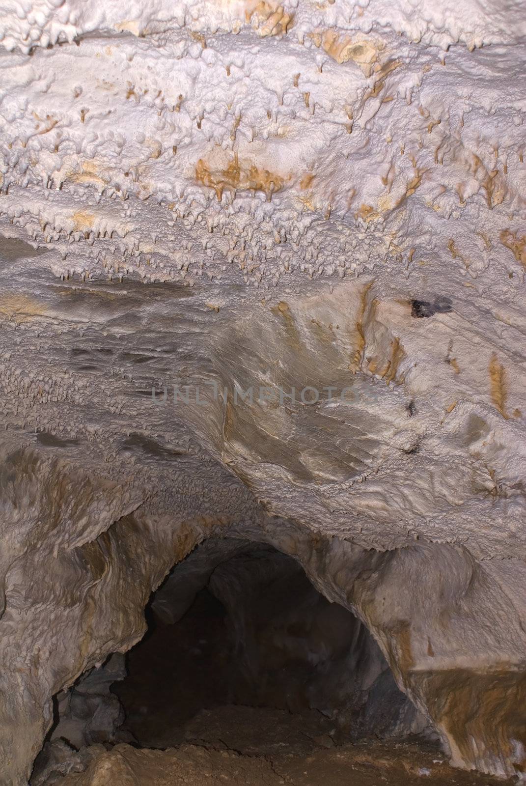 Texture of stalctites in a small cave