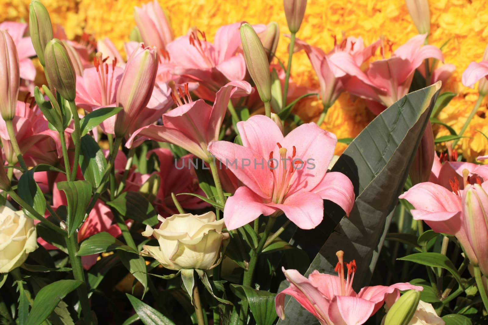 pink and white flower arrangement by studioportosabbia