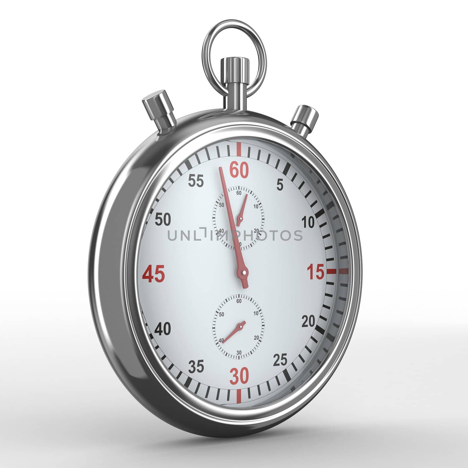 Stopwatch on white background. Isolated 3D image