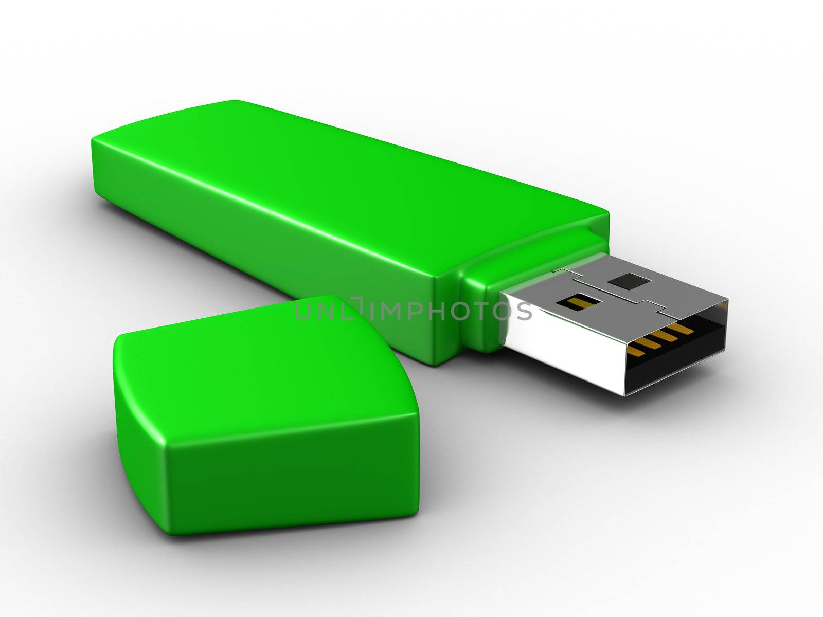 usb flash on white background. Isolated 3D image