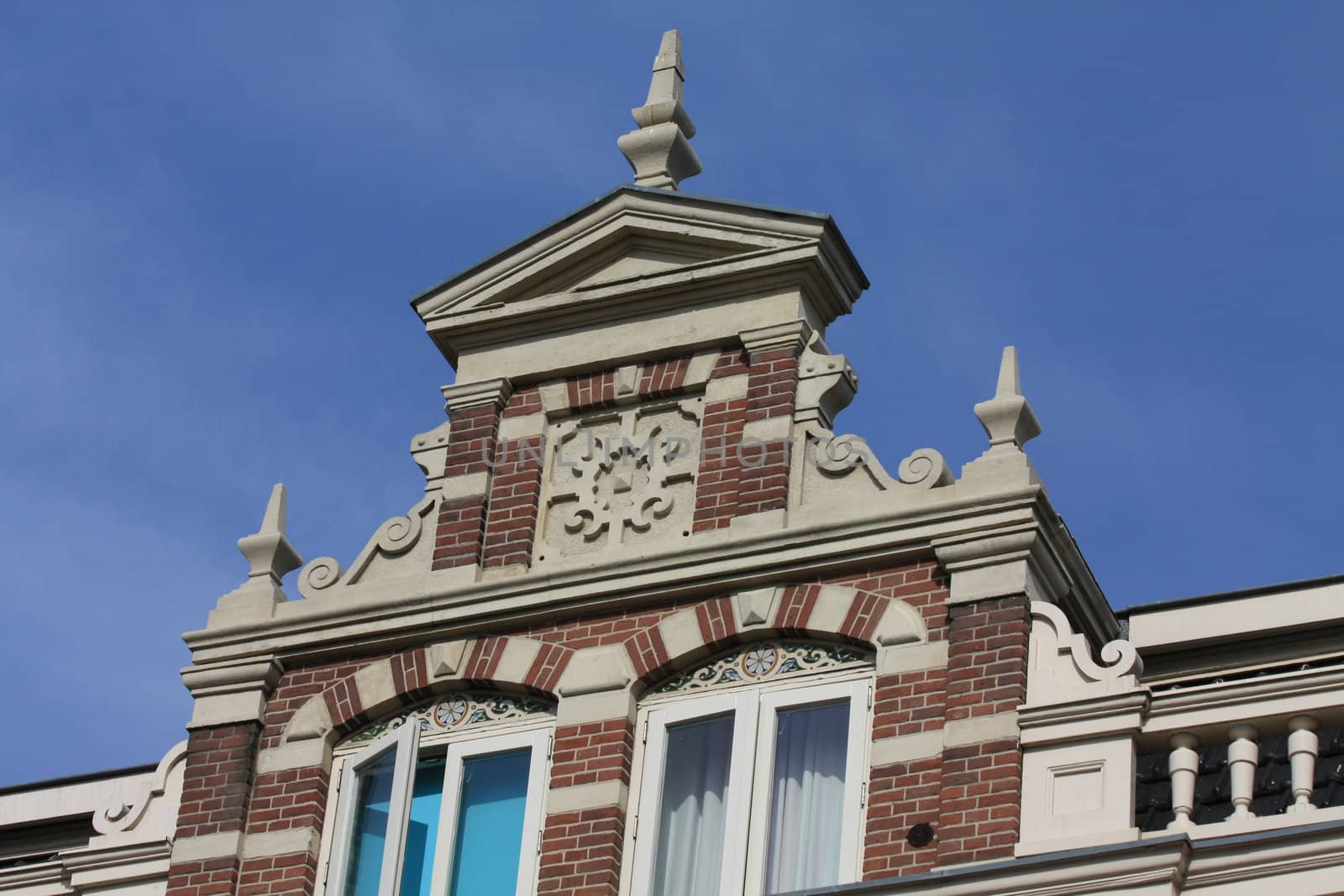 A historic facade in the city of Haarlem