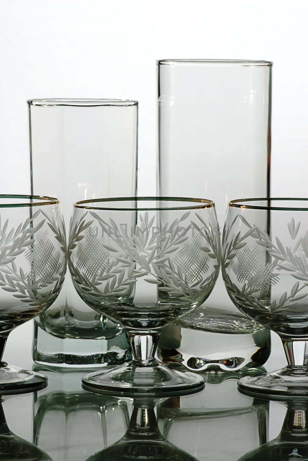 glass ware wine glass and bocal isolated