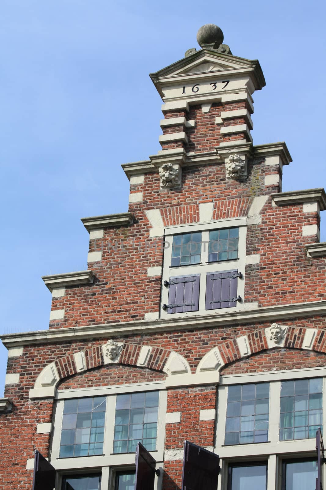 A traditional crow stepped gable in Haarlem, the Netherlands